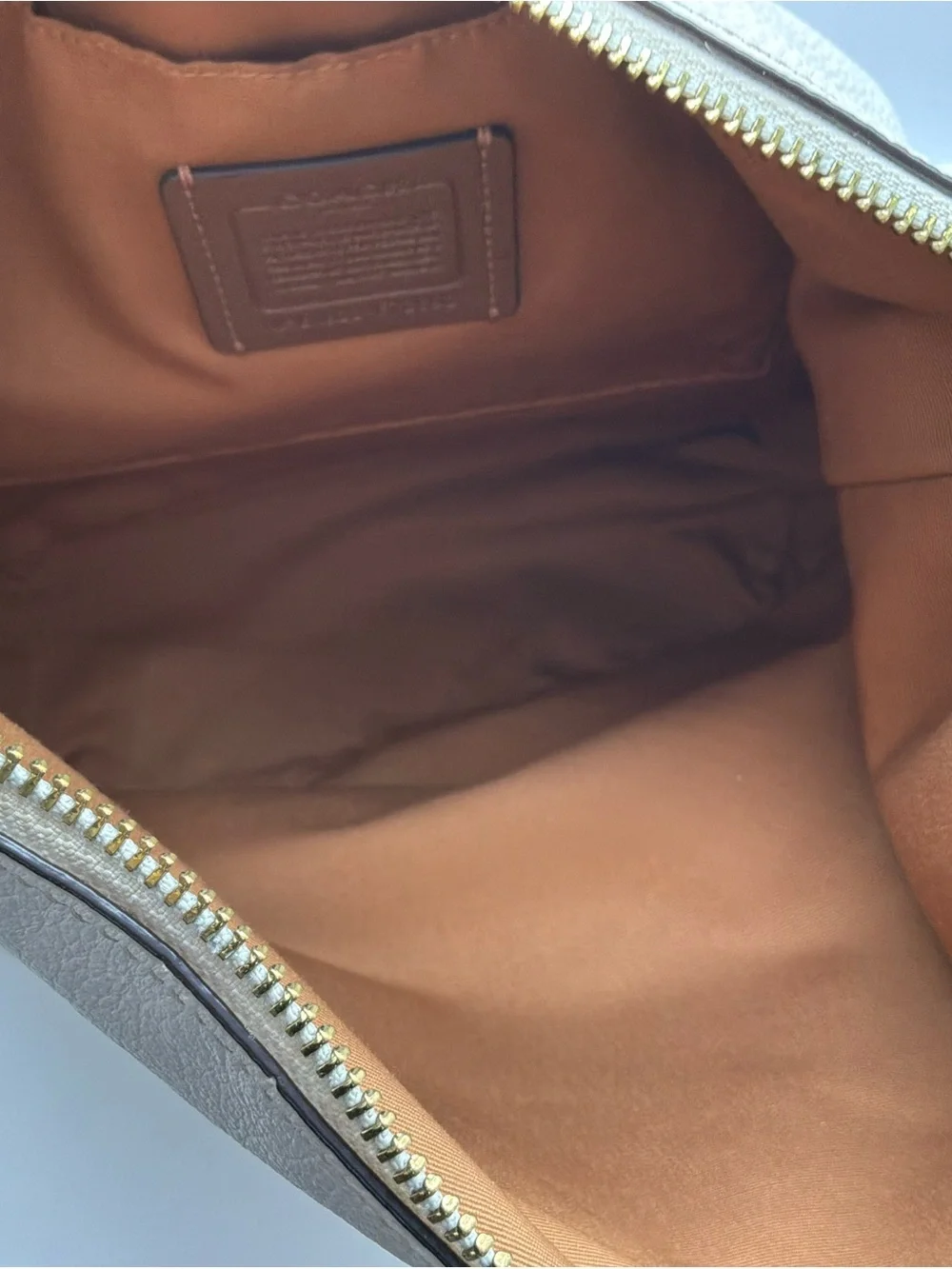 Coach Cream Pebbled Leather Paxton Duffle Shoulder Bag with Gold Hardware
